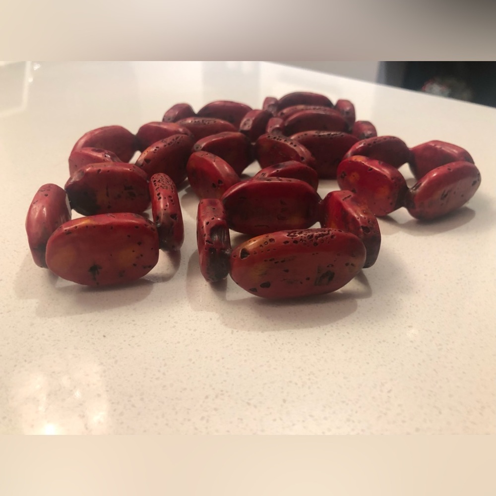 Pottery Barn Red Stone Napkin Rings Set of 8